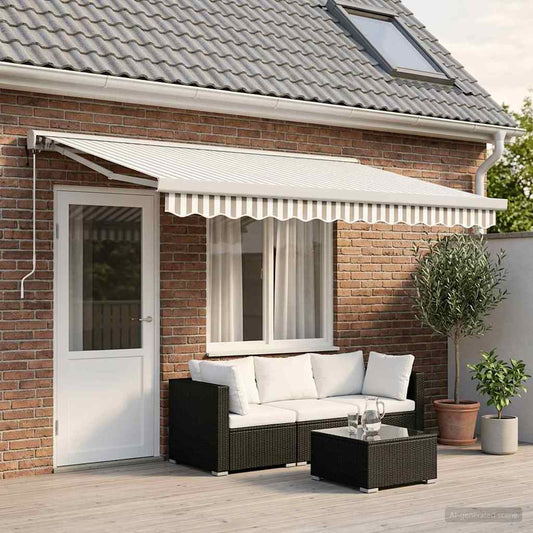 Tenda retrattile Grigio chiaro e bianco 400 × 300 cm | homemem39