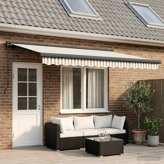 Tenda retrattile Grigio chiaro e bianco 450 × 300 cm | homemem39