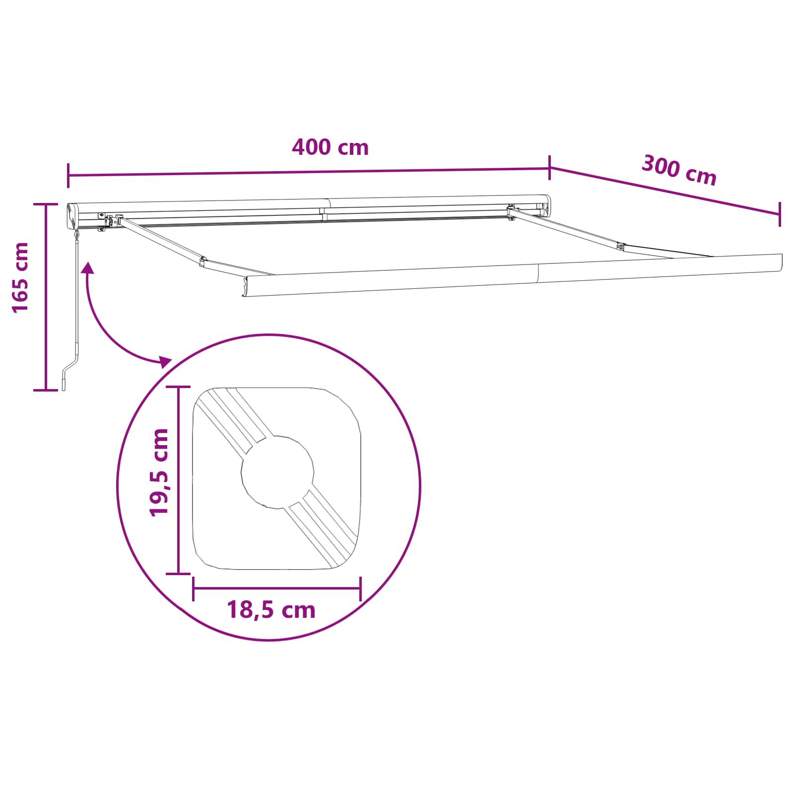 Tenda retrattile Grigio chiaro e bianco 400 × 300 cm | homemem39