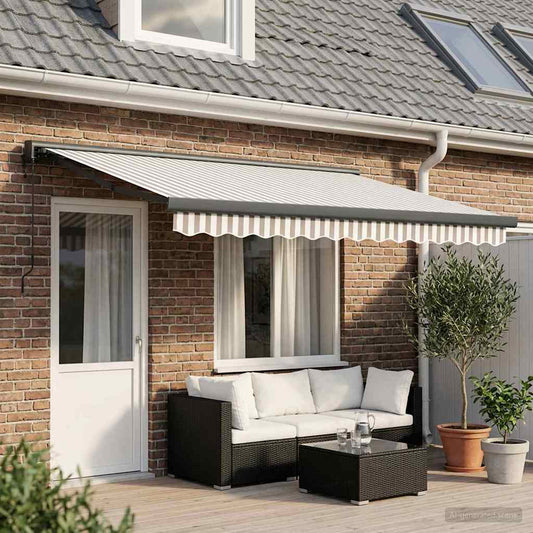 Tenda retrattile Grigio chiaro e bianco 450 × 300 cm | homemem39