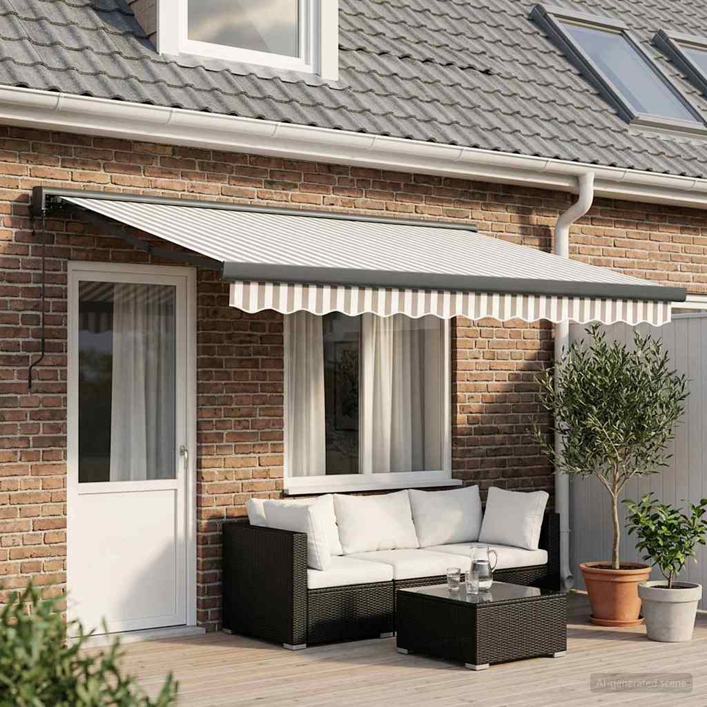 Tenda retrattile Grigio chiaro e bianco 500 × 300 cm | homemem39