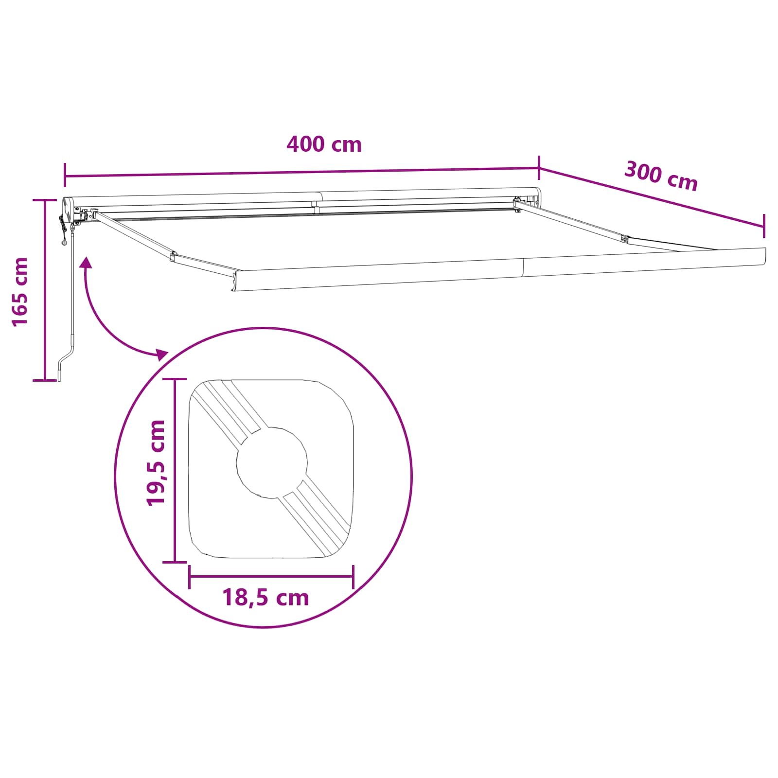 Tenda retrattile Grigio chiaro e bianco 400 × 300 cm | homemem39