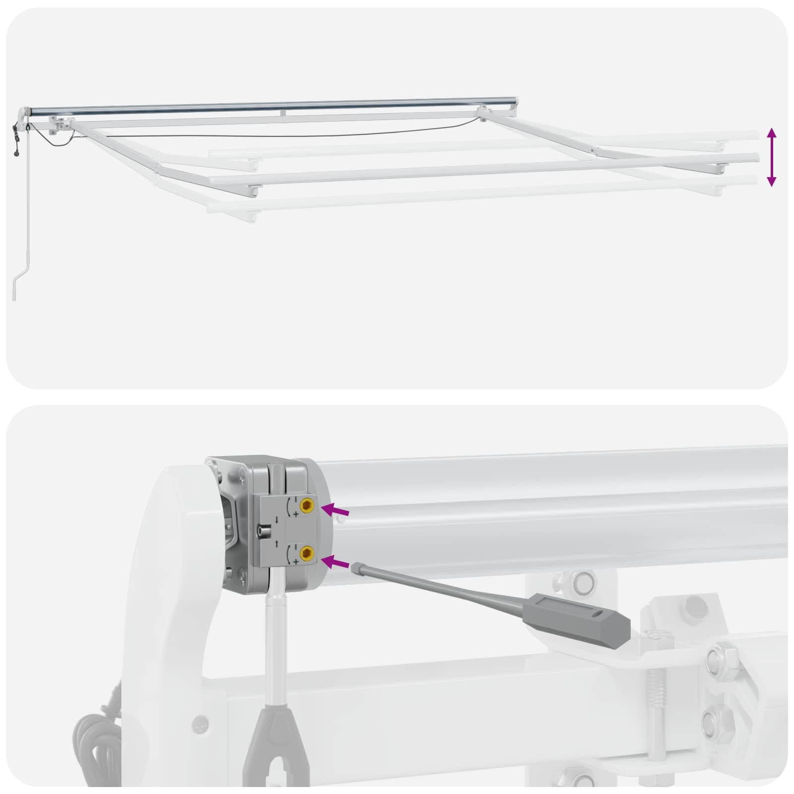 Tenda retrattile Grigio chiaro e bianco 400 × 350 cm Poliestere | homemem39