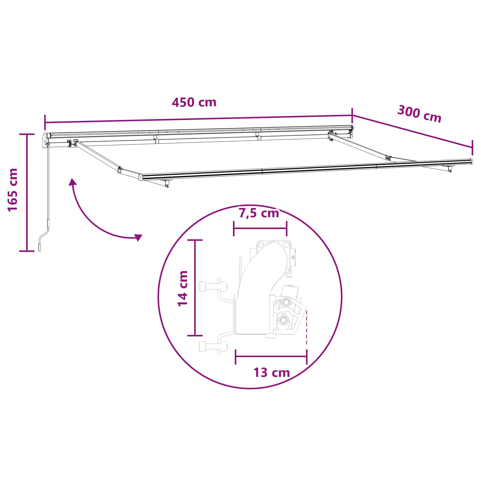 Tenda retrattile Grigio chiaro e bianco 4,5 × 3 m | homemem39