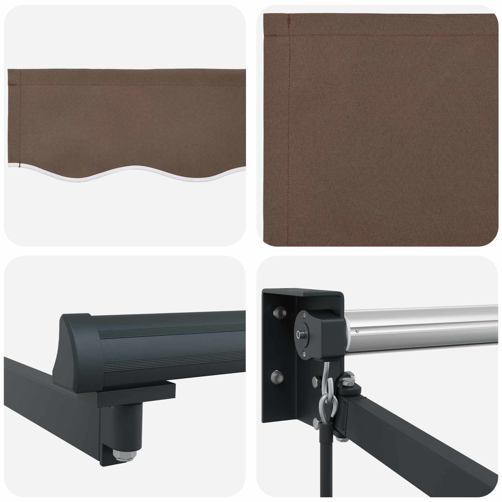 Tenda retrattile Tortora 4,5 × 3 m 100% Poliestere e Alluminio | homemem39