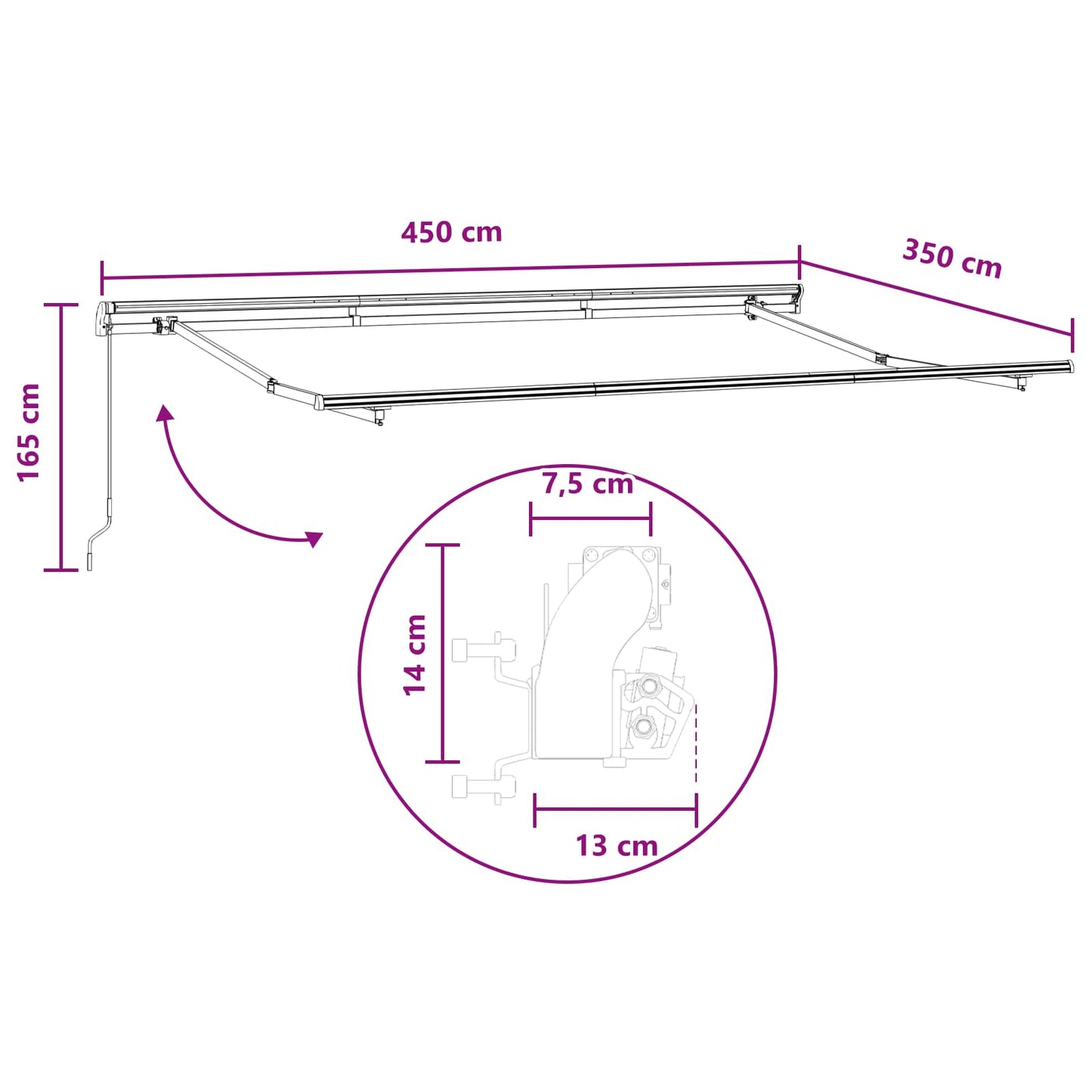 Tenda retrattile Sabbia 450 × 350 cm Poliestere e Alluminio | homemem39