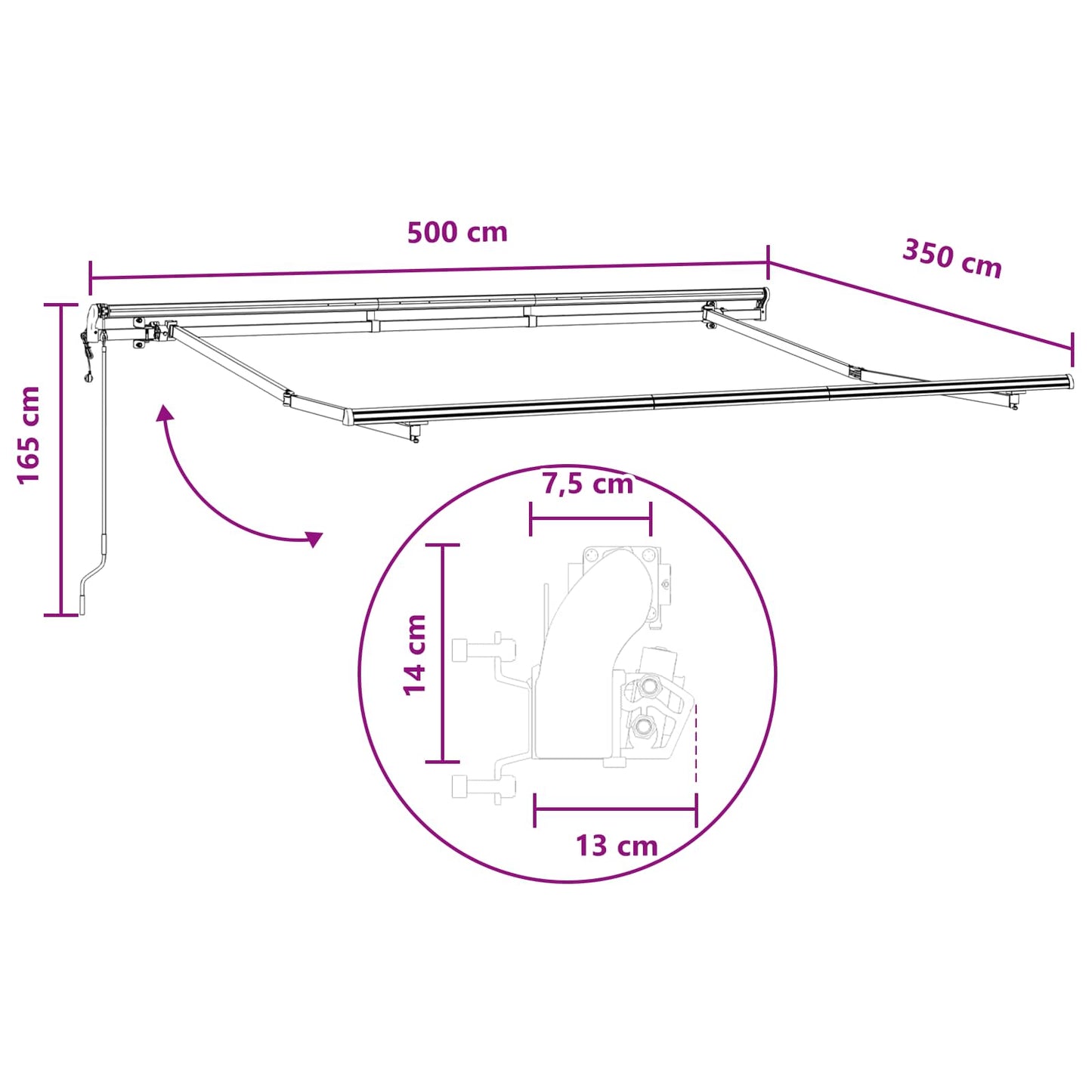 Tenda retrattile Tortora 500 × 350 cm Tessuto e Alluminio | homemem39