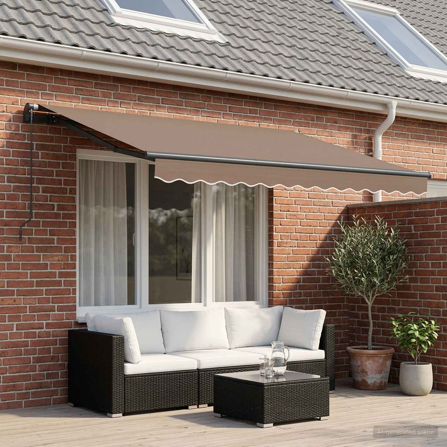 Tenda retrattile Tortora 500 × 350 cm Poliestere e Alluminio | homemem39