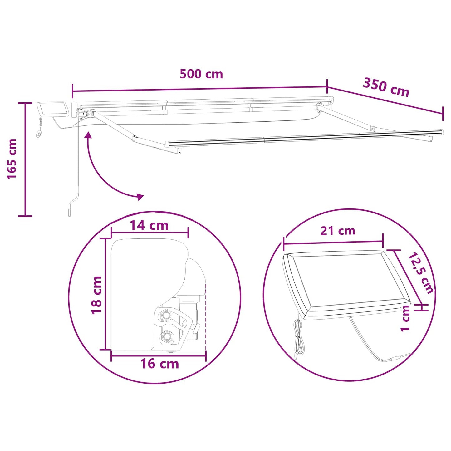 Cornice per Tenda Manuale con LED Tortora 5 × 3,5 m | homemem39