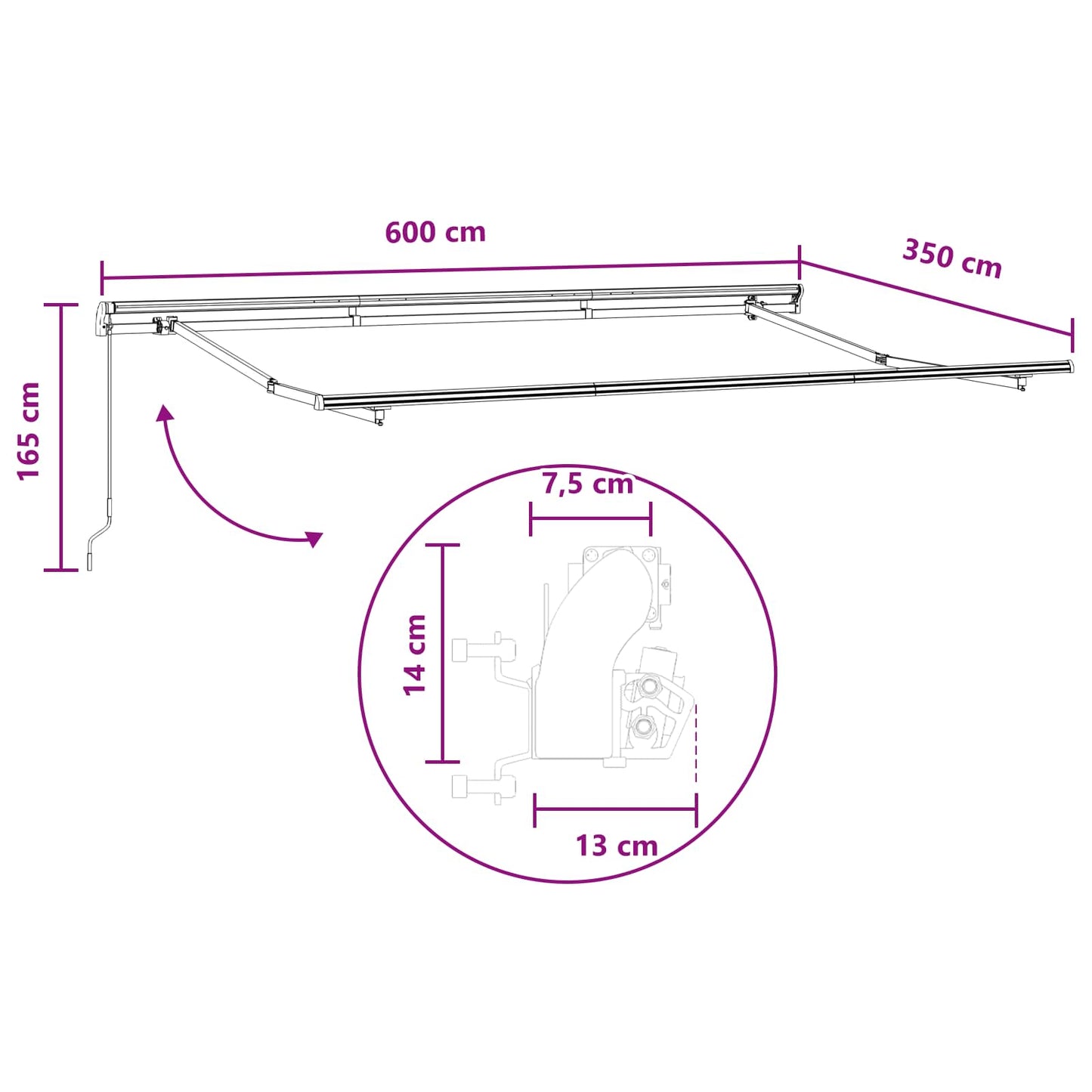 Tenda retrattile Sabbia 600 × 350 cm Poliestere e Alluminio | homemem39