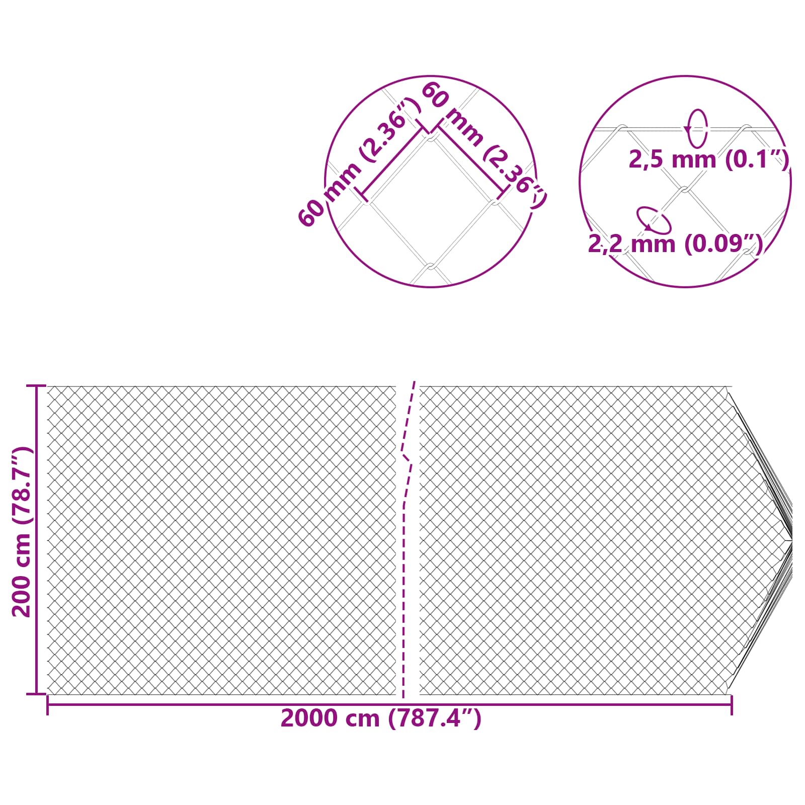 Recinzione a rete metallica Verde 2 x 20 m Acciaio | homemem39