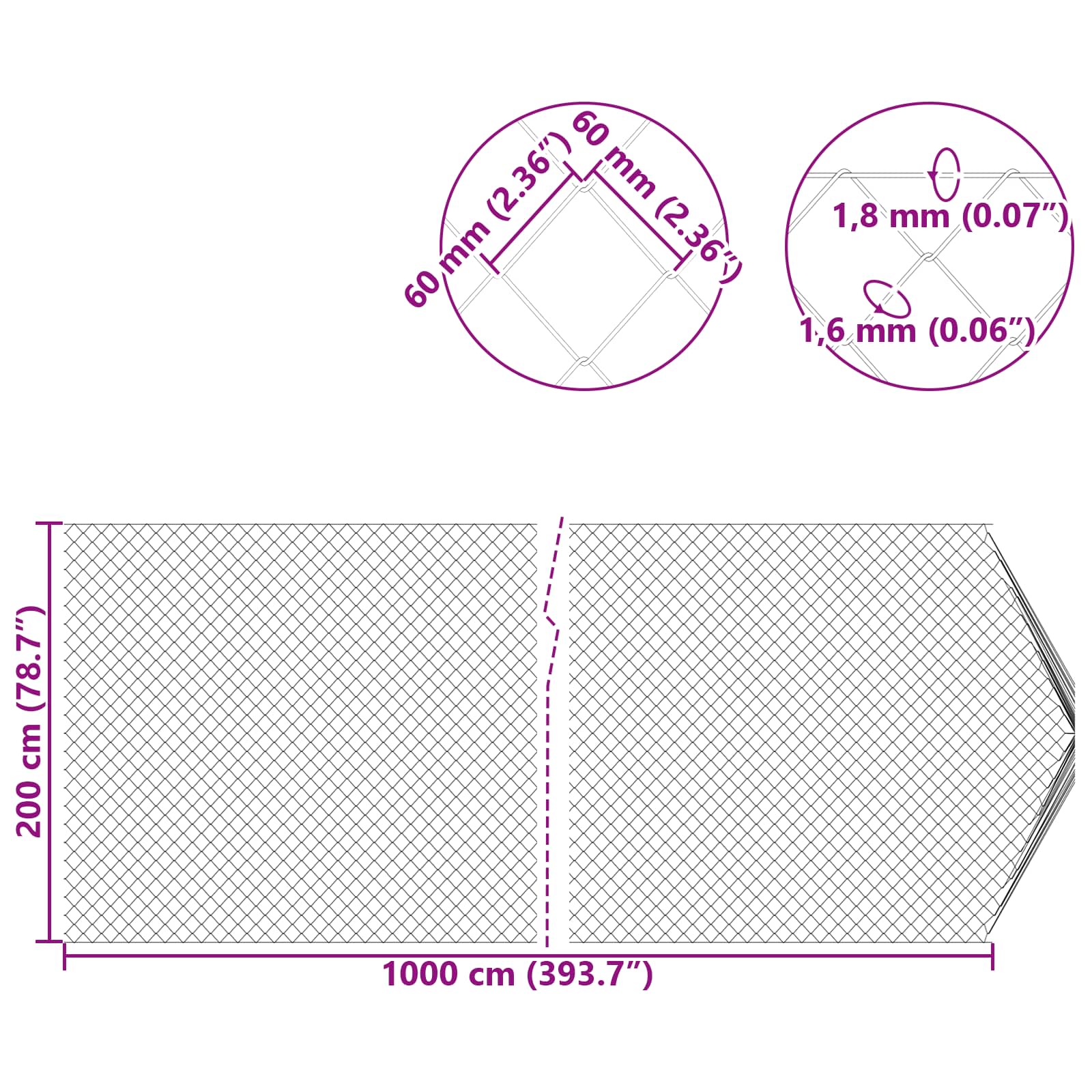 Recinzione a rete metallica Galvanizzato 2 x 10 m Vetro | homemem39
