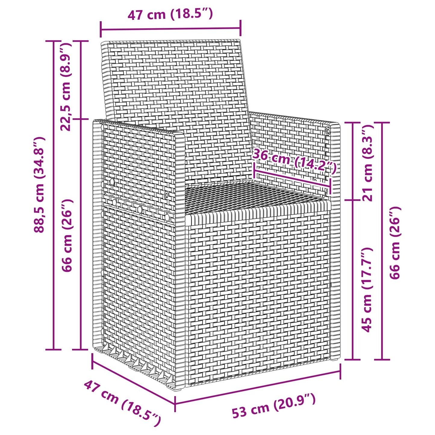 Sedie da pranzo da giardino 2 pcs Antracite 53 x 47 x 88,5 cm