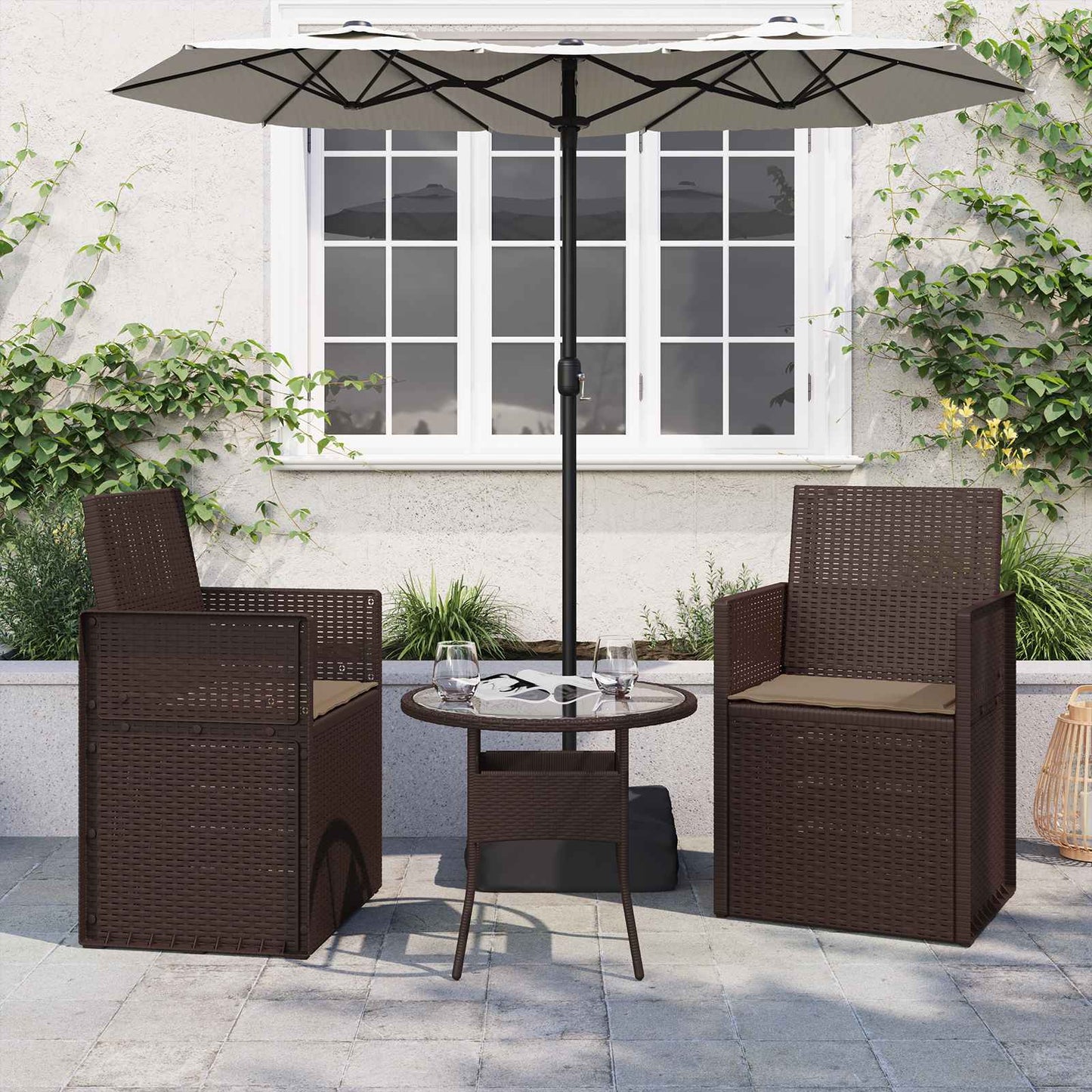 Cuscini per Seduta 2 pz Poliestere Tortora 47 x 36 x 2 cm