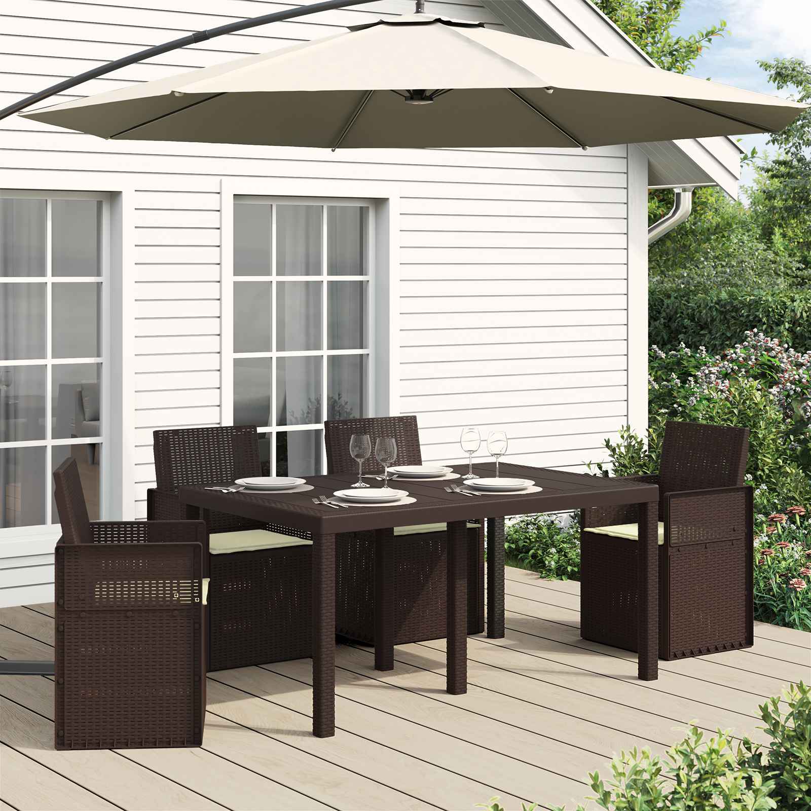 Cuscini per Seduta 4 pcs Crema 47 x 36 x 2 cm Poliestere | homemem39