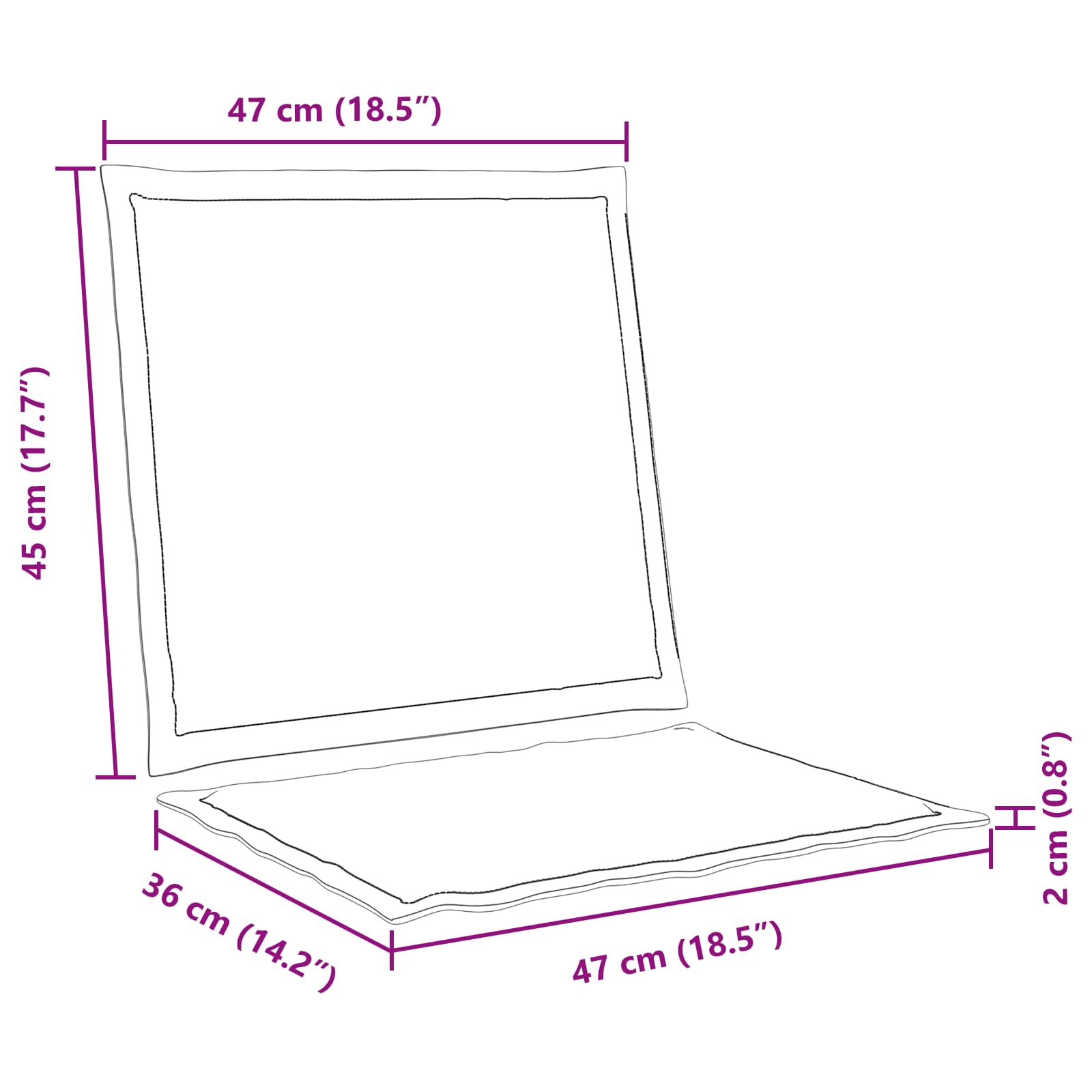 Cuscini per Seduta e Schienale 2 pcs Tortora 47 x 45 x 2 cm | homemem39