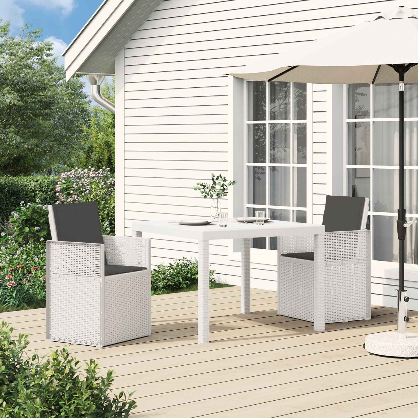 Sedie da pranzo da giardino 2 pcs Bianco e Antracite PP