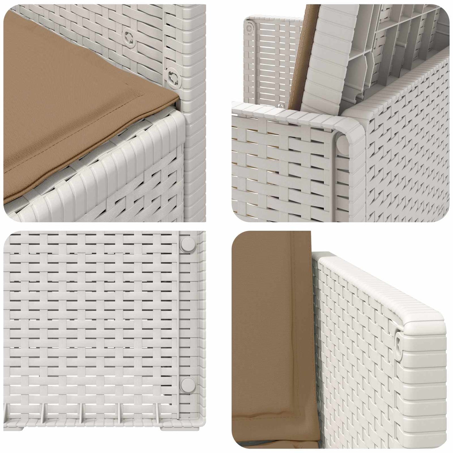 Sedie da pranzo da giardino 2 pcs Bianco e Tortora PP