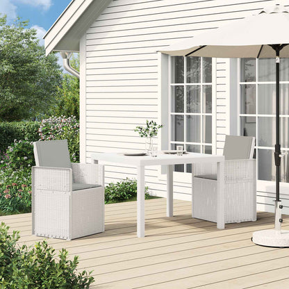 Sedie da pranzo da giardino 2 pcs Bianco e Grigio Chiaro PP