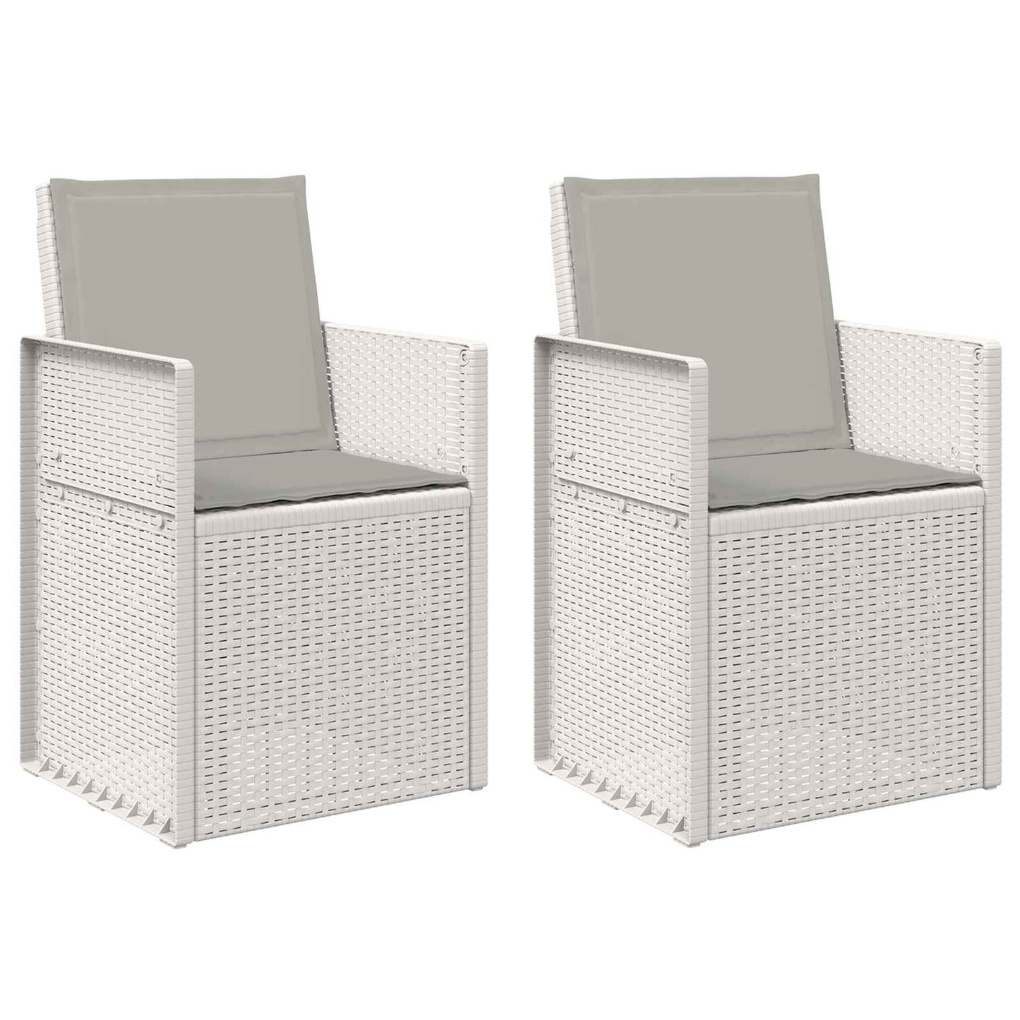 Sedie da pranzo da giardino 2 pcs Bianco e Grigio Chiaro PP