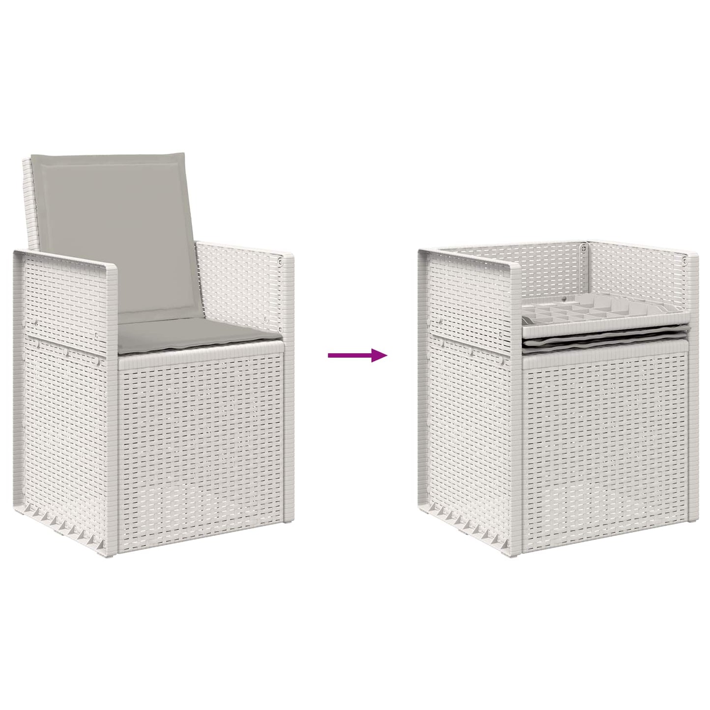 Sedie da pranzo da giardino 2 pcs Bianco e Grigio Chiaro PP | homemem39