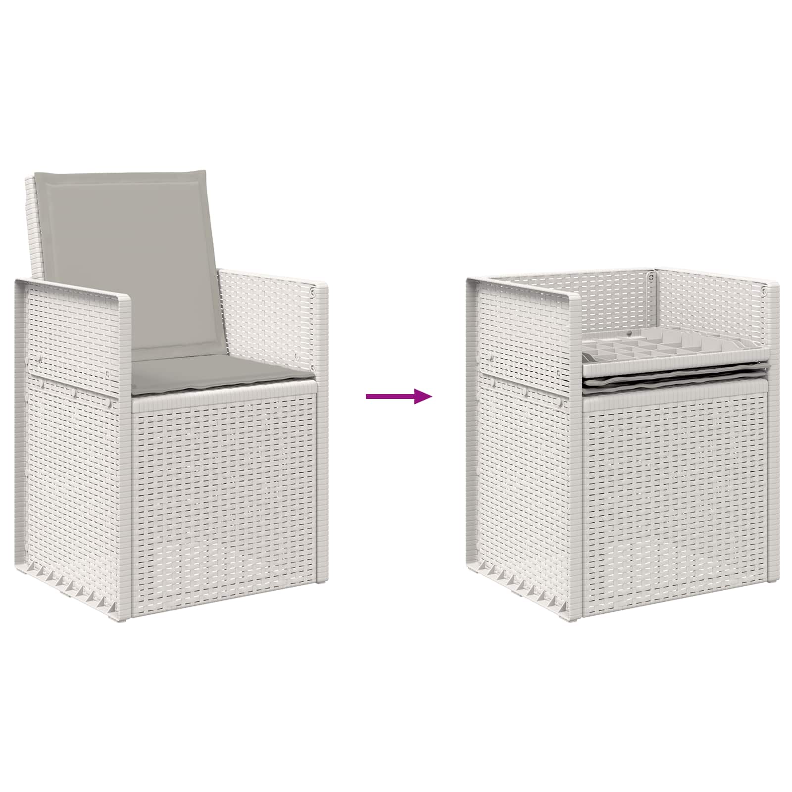 Sedie da pranzo da giardino 2 pcs Bianco e Grigio Chiaro PP | homemem39