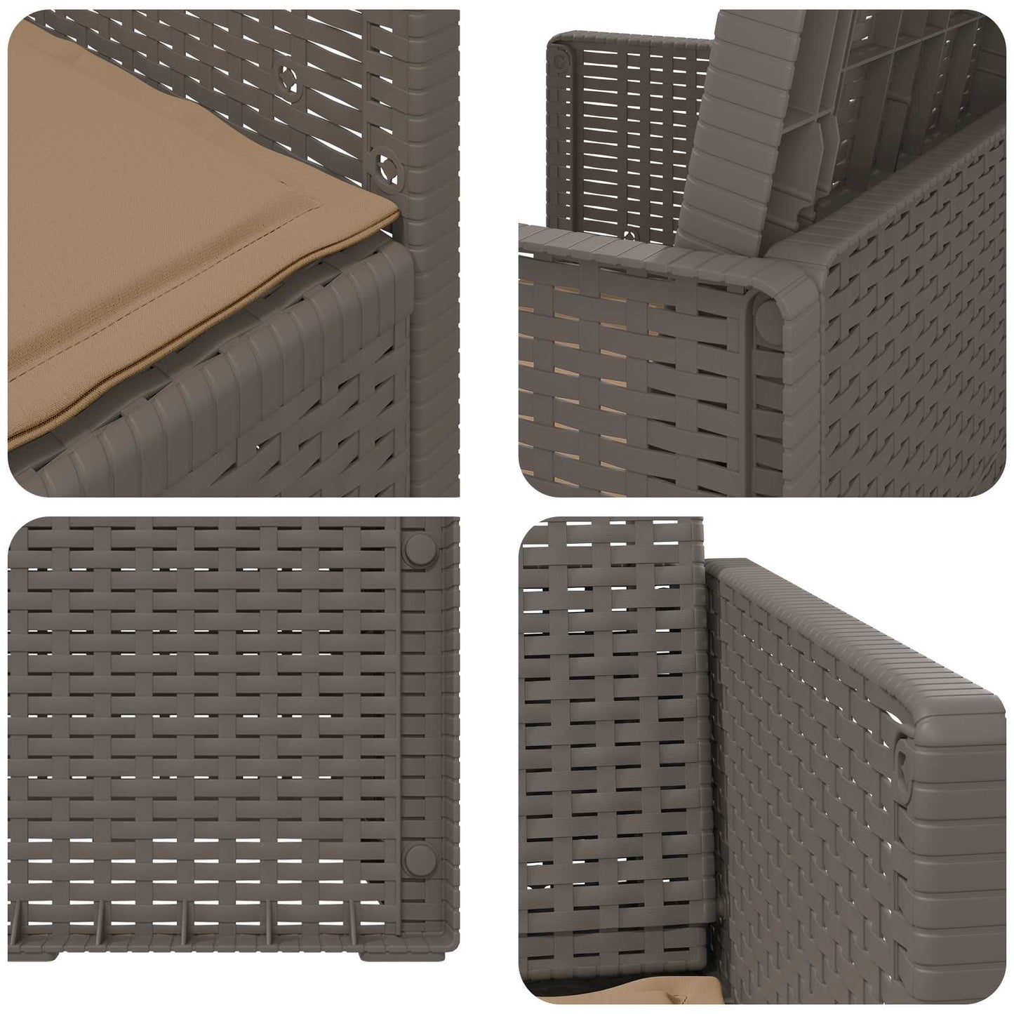 Sedie da pranzo da giardino 2 pcs Grigio chiaro e Tortora PP