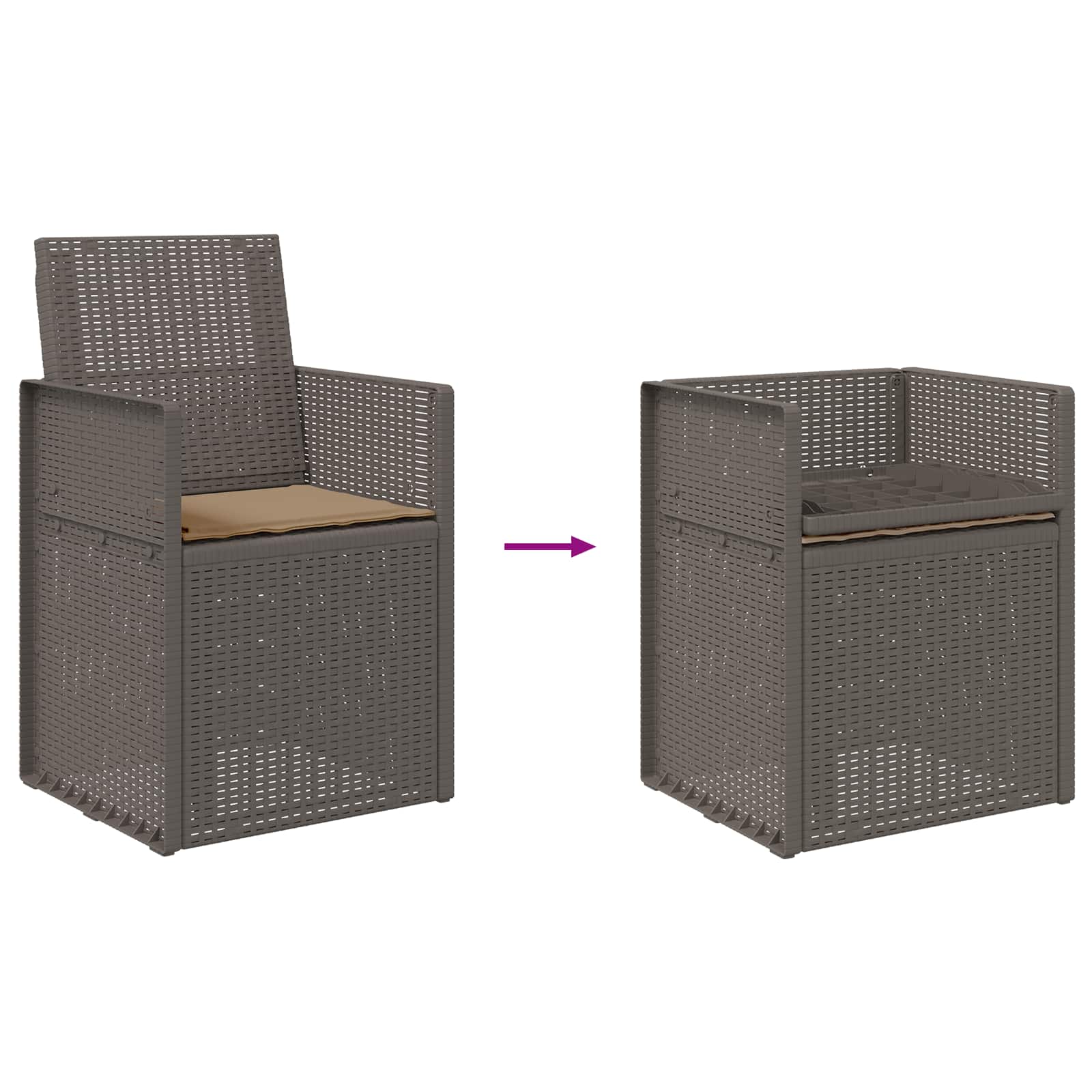 Sedie da pranzo da giardino 2 pcs Grigio chiaro e Tortora PP | homemem39