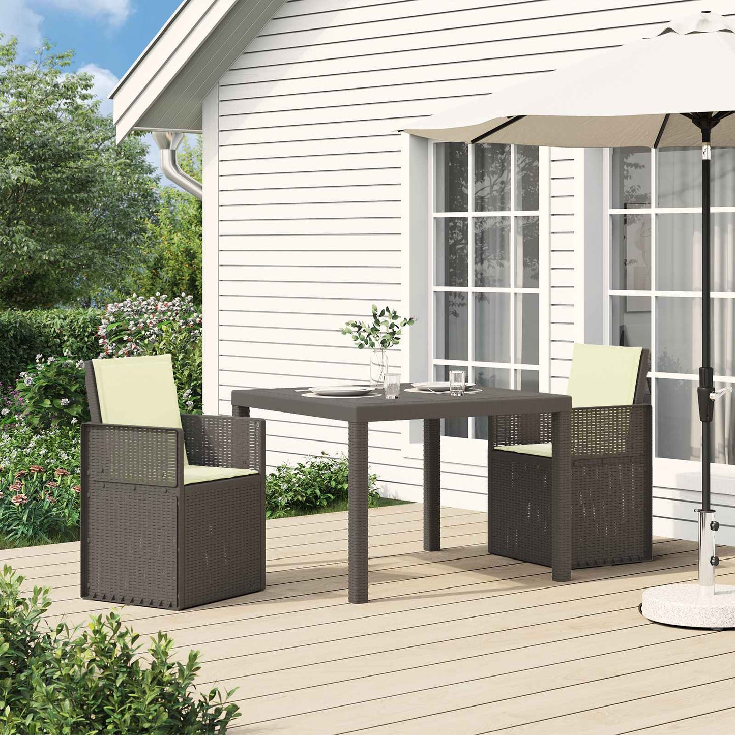 Sedie da pranzo da giardino 2 pcs Grigio chiaro e panna PP | homemem39