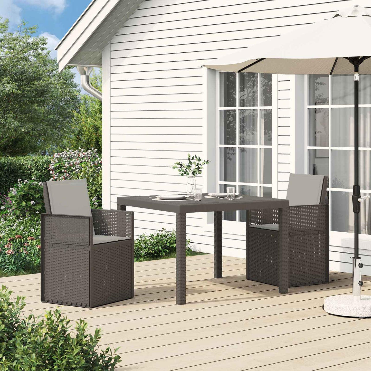 Sedie da pranzo da giardino 2 pcs Grigio Chiaro PP