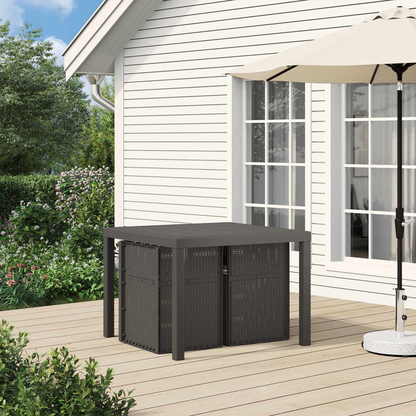 Sedie da pranzo da giardino 2 pcs Grigio Chiaro PP
