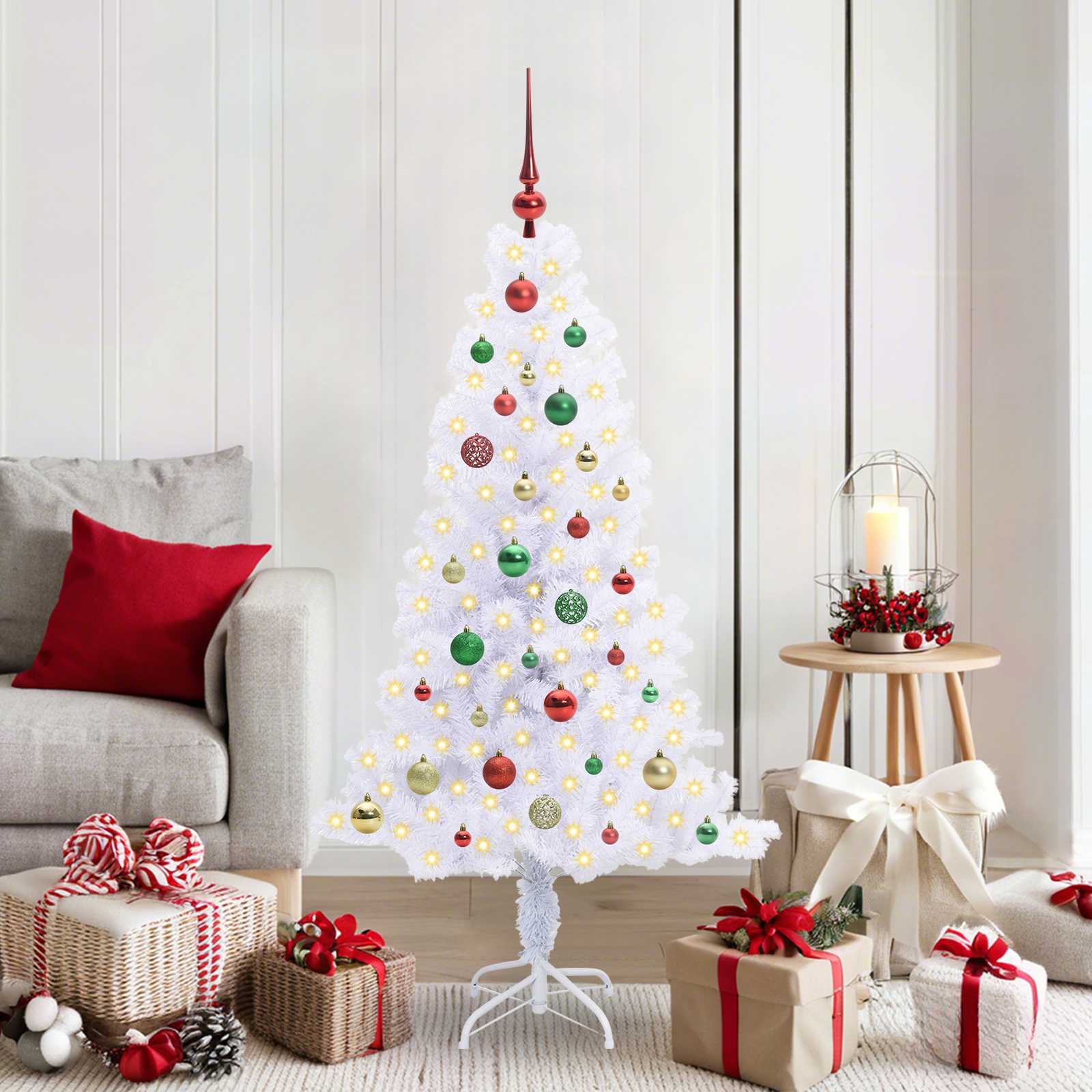 Albero di Natale artificiale Bianco 150 cm PVC e Acciaio | homemem39