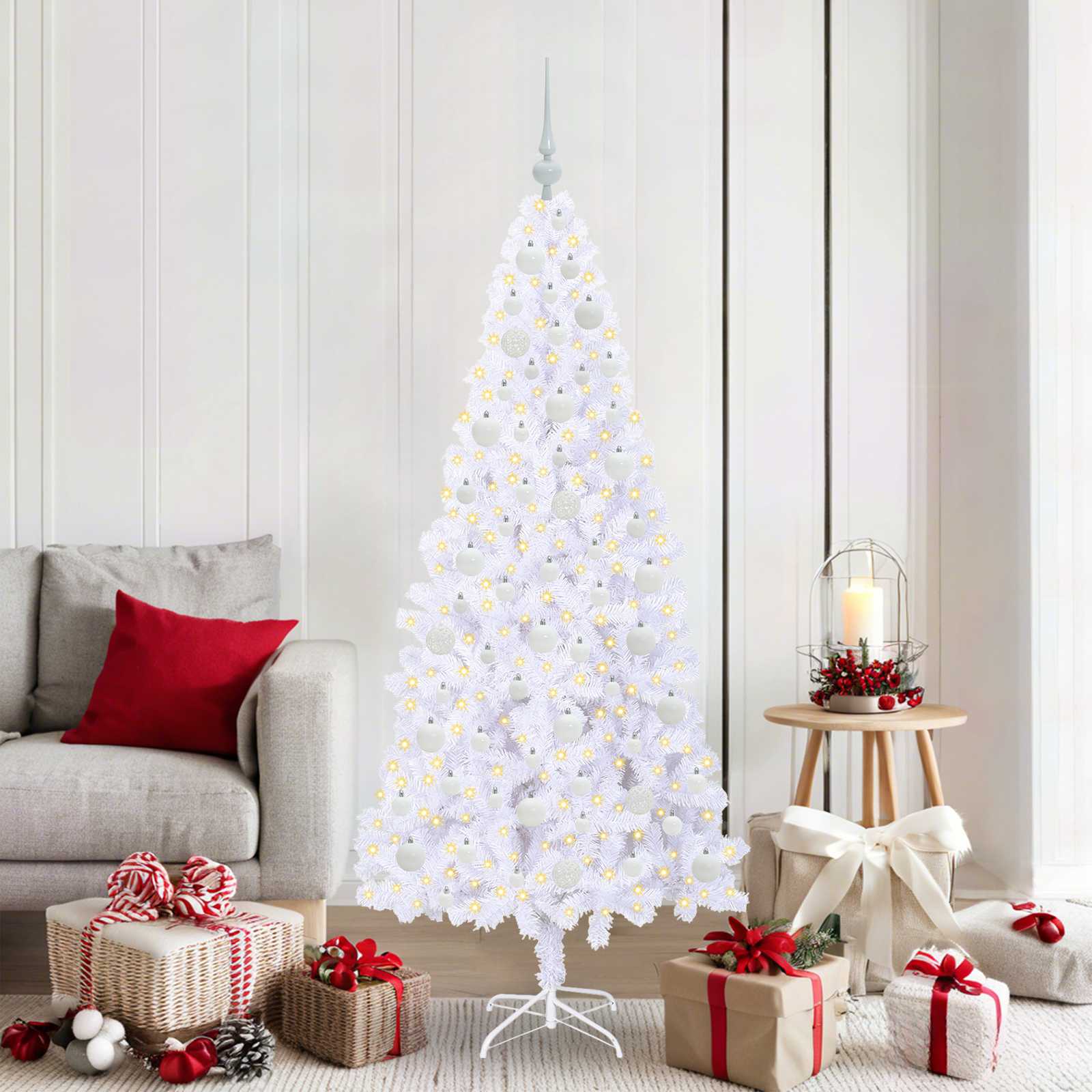 Albero di Natale artificiale Bianco 180 cm PVC e Acciaio | homemem39