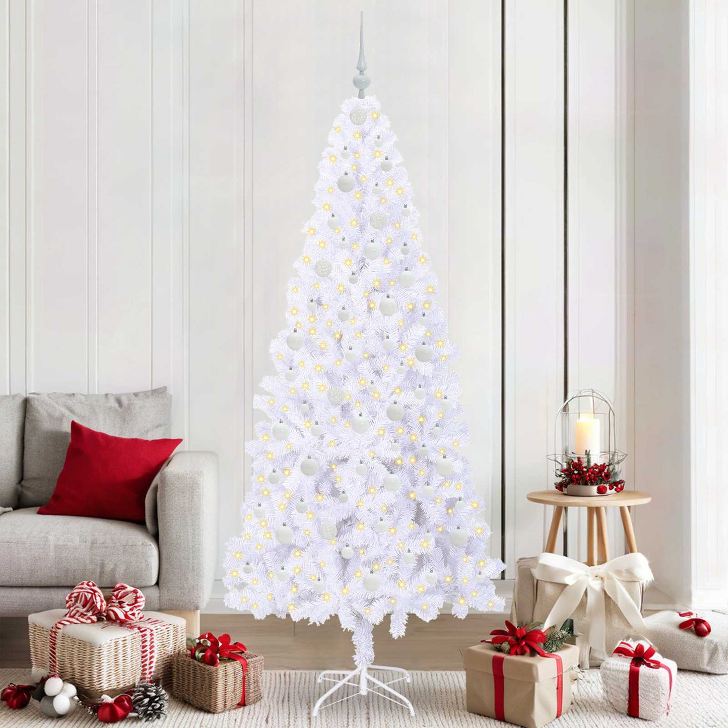 Albero di Natale artificiale Bianco 210 cm PVC e Acciaio | homemem39