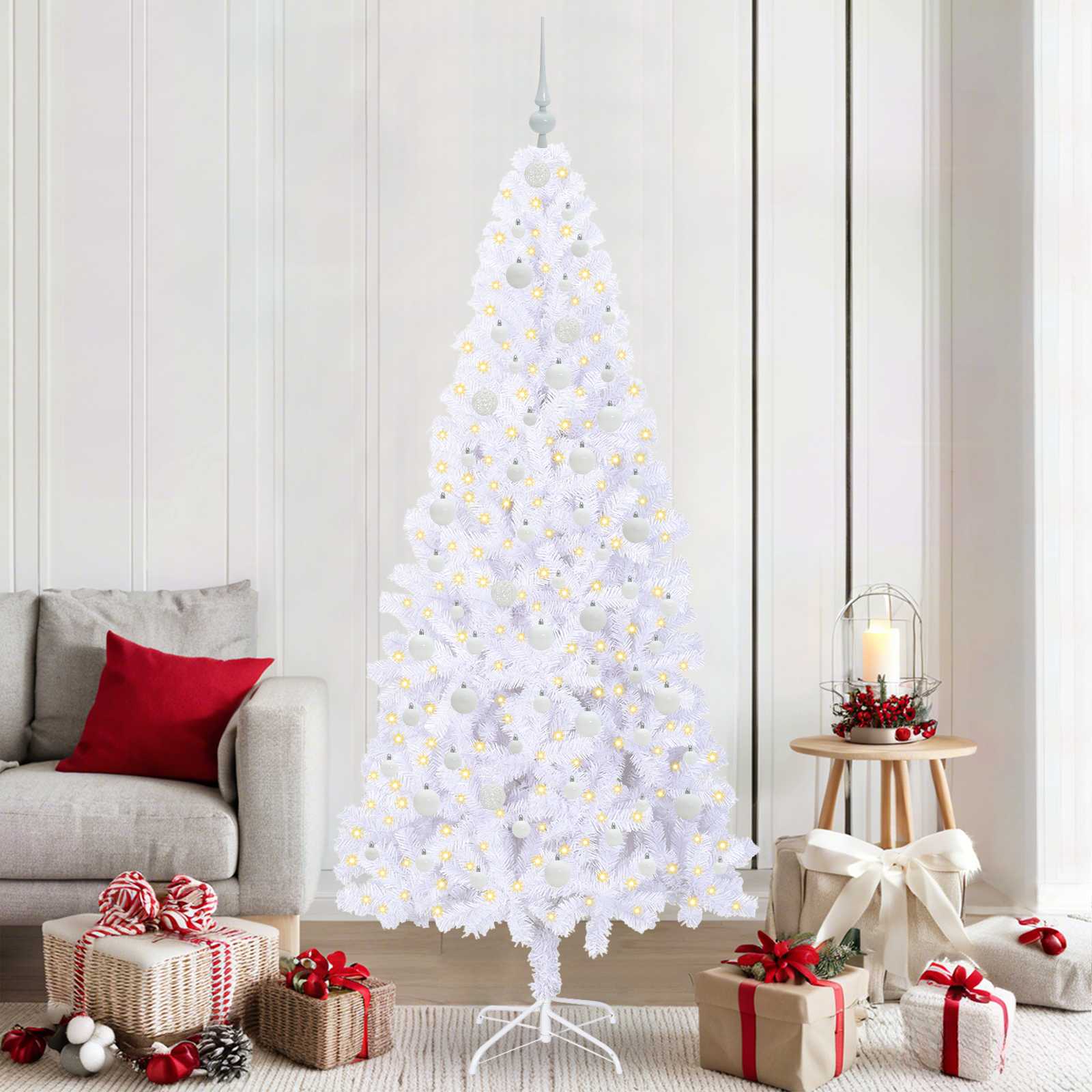 Albero di Natale artificiale Bianco 210 cm PVC e Acciaio | homemem39