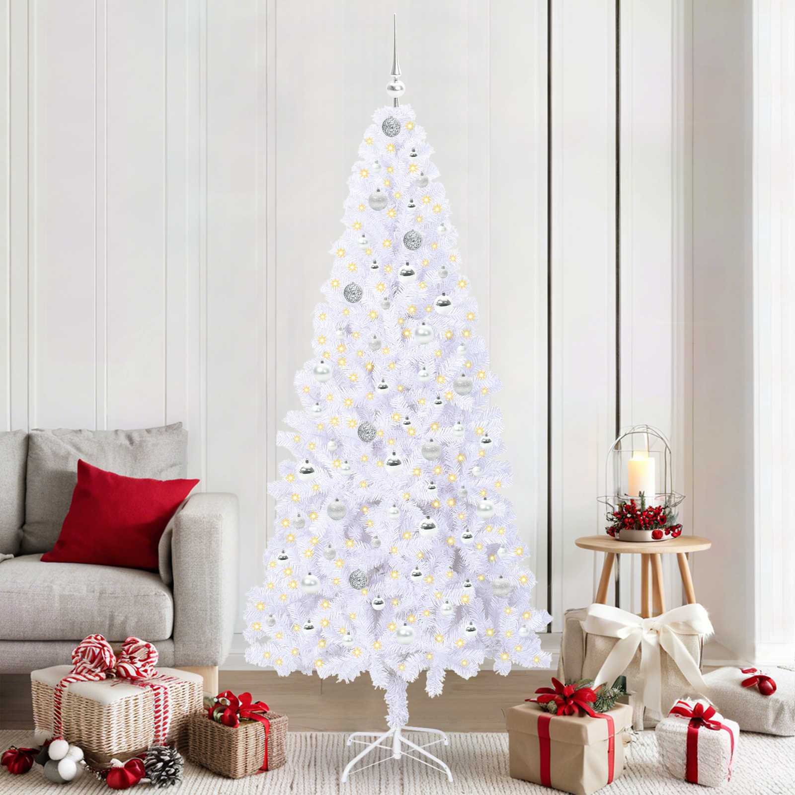 Albero di Natale artificiale Bianco 210 cm PVC e Acciaio | homemem39