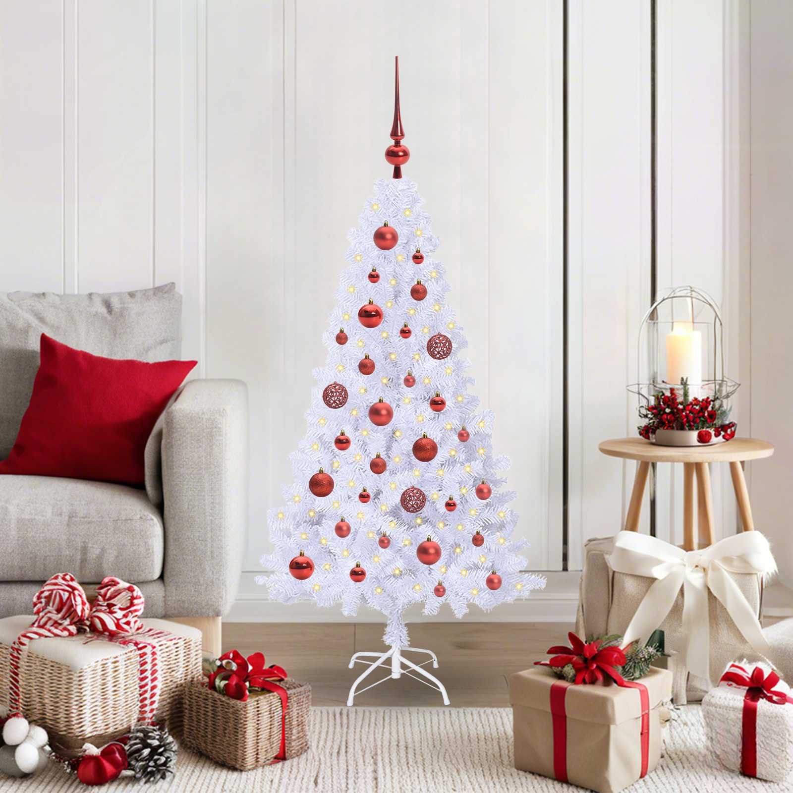 Albero di Natale artificiale Bianco 120 cm PVC e Acciaio | homemem39