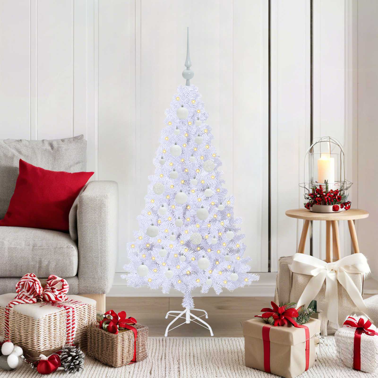 Albero di Natale artificiale Bianco 120 cm PVC e Acciaio | homemem39