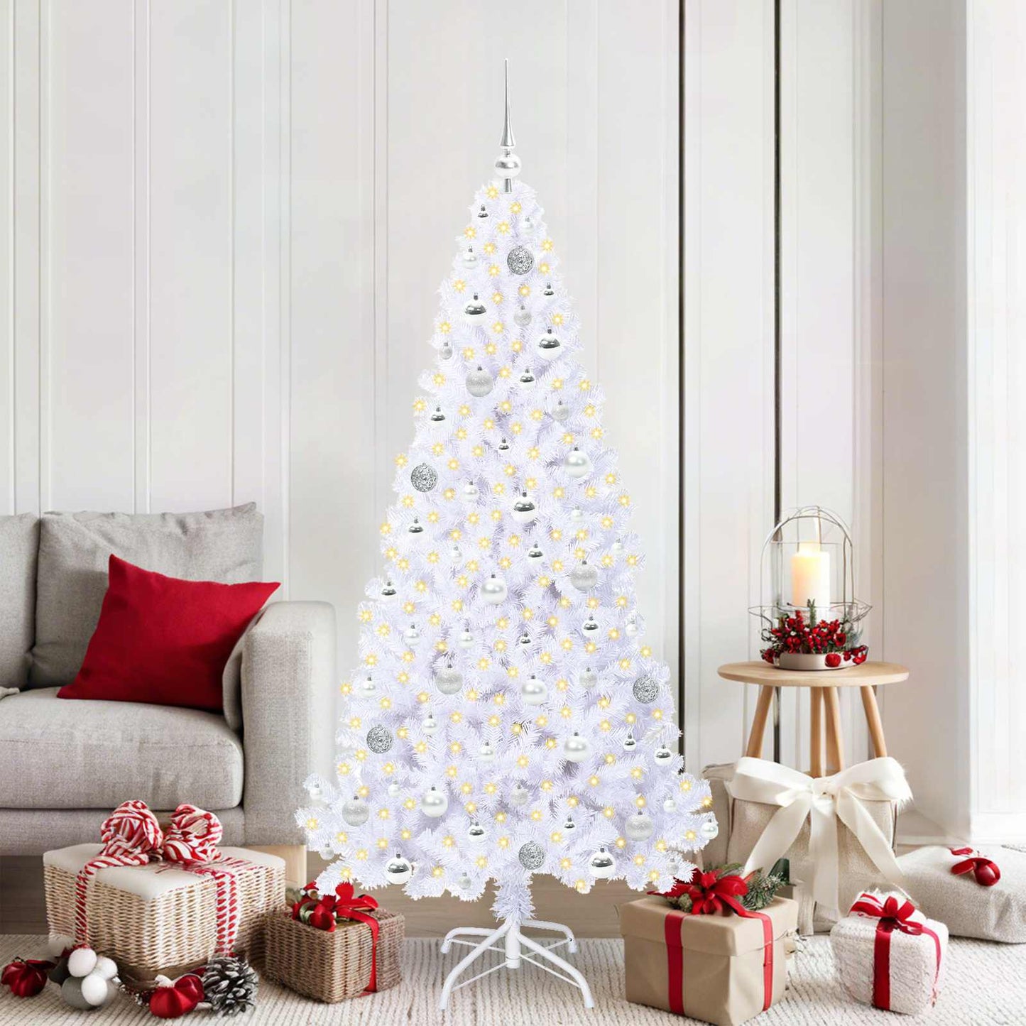 Albero di Natale artificiale Bianco 180 cm PVC e Acciaio | homemem39