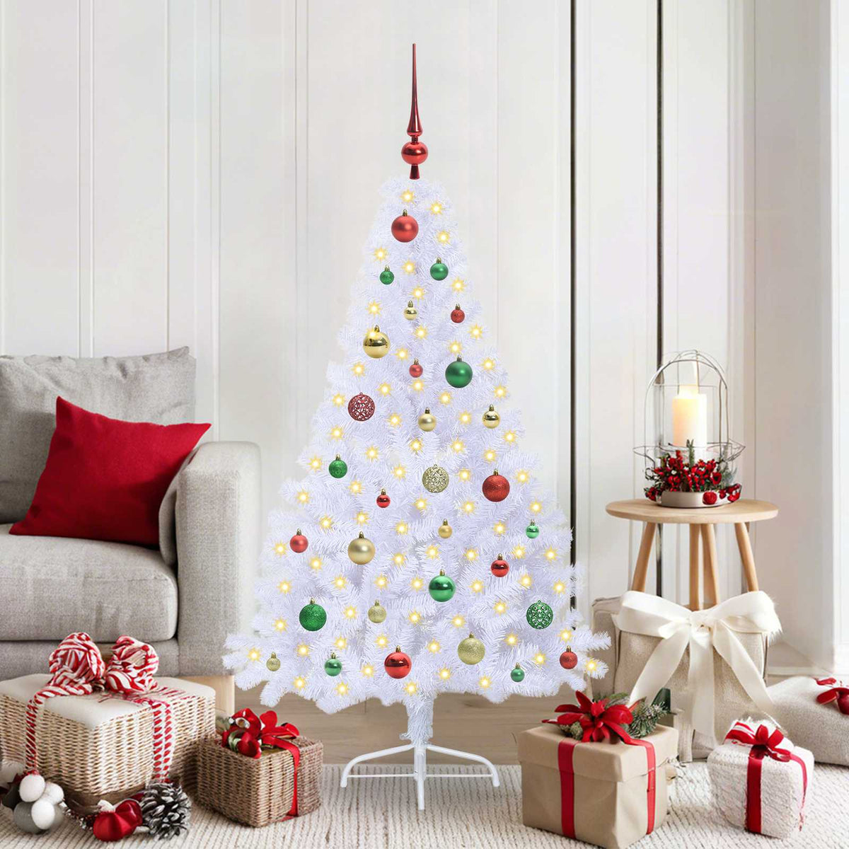 Albero di Natale artificiale Bianco 150 cm PVC e Acciaio | homemem39