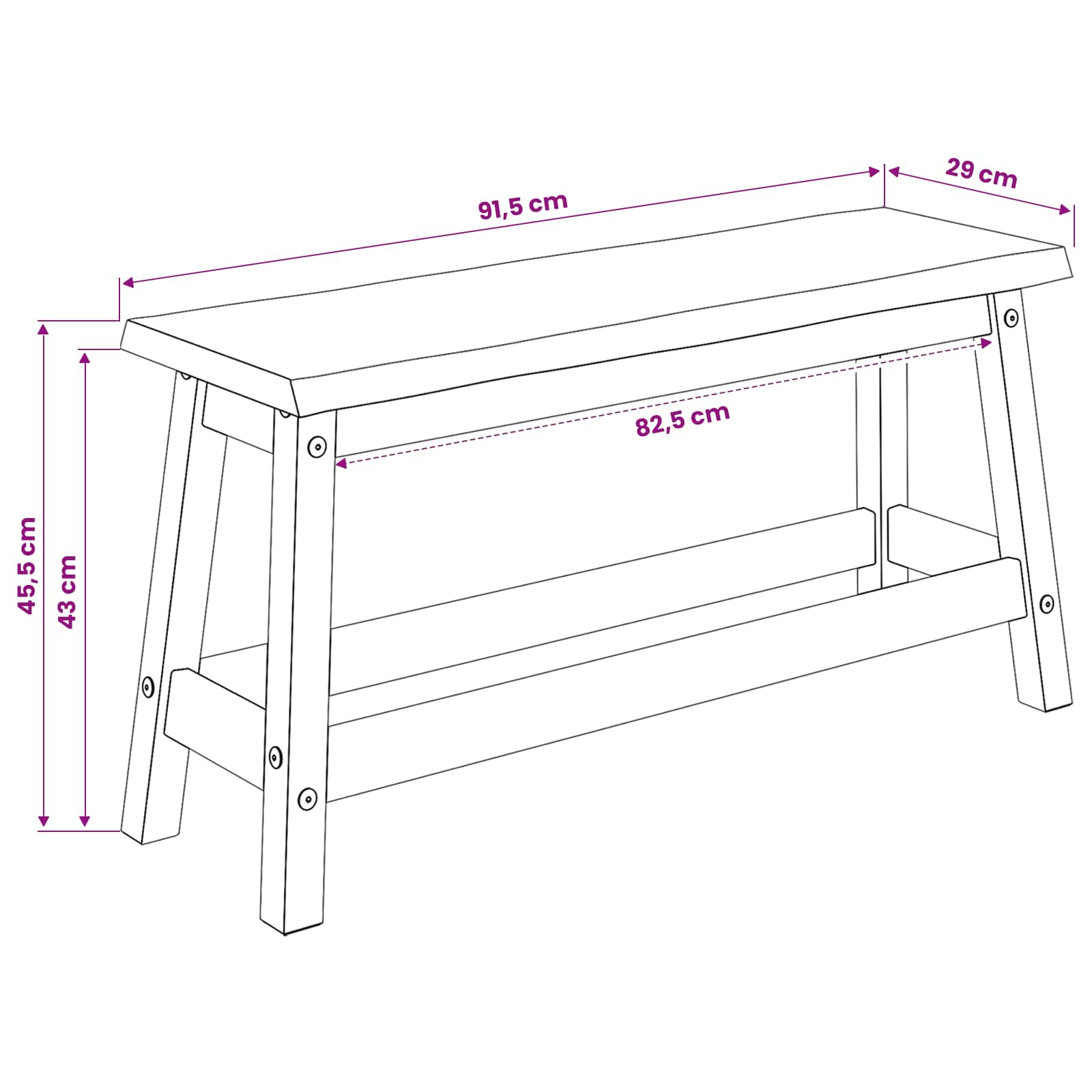 Panchina da pranzo EKAI Nero 91,5 x 29 x 45,5 cm | homemem39