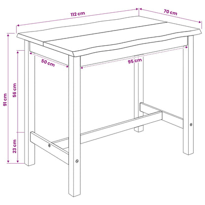 Tavolo Alto EKAI Nero 112 x 70 x 91 cm Legno Massello di Pino