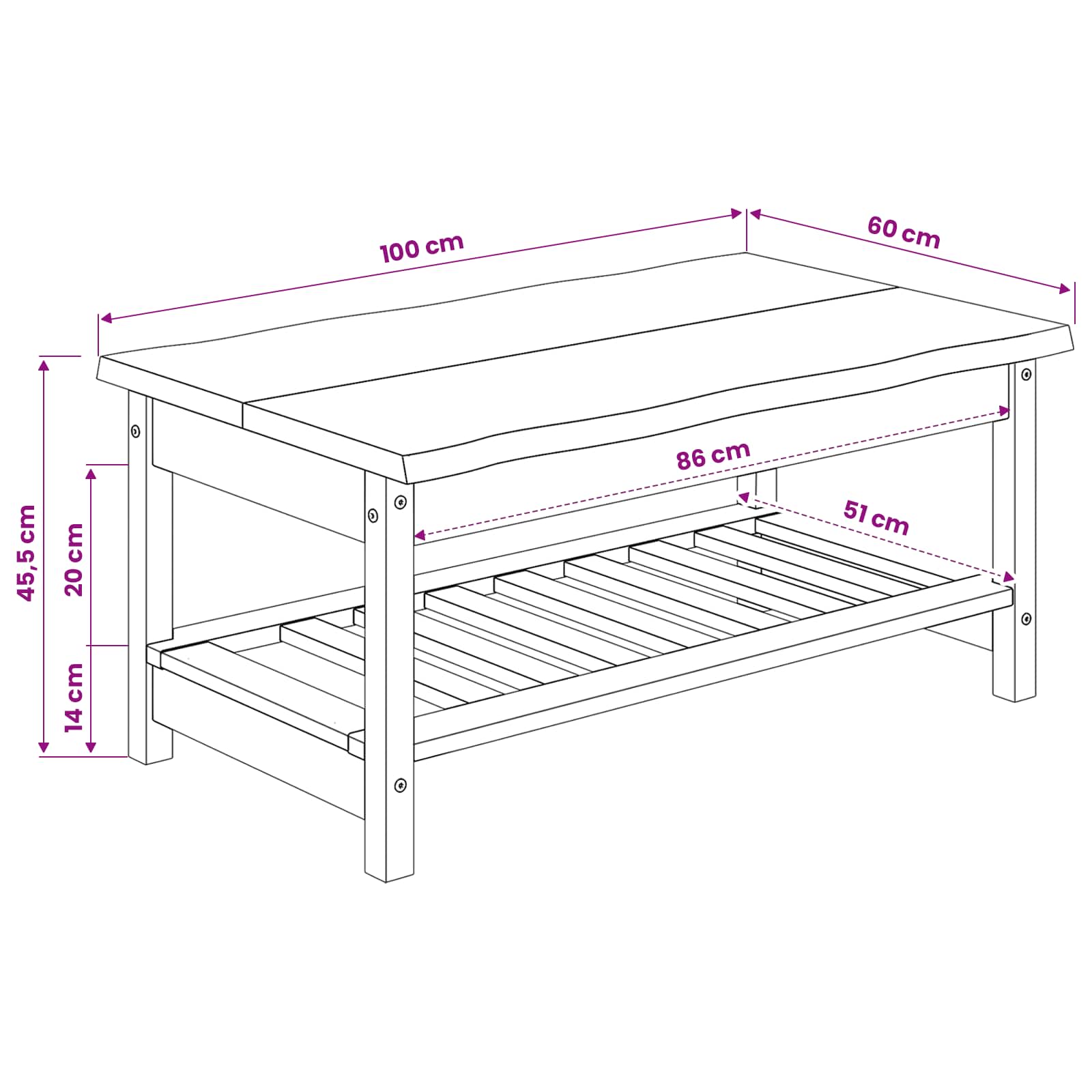Tavolino da salotto EKAI Bianco 100 x 60 x 45,5 cm | homemem39