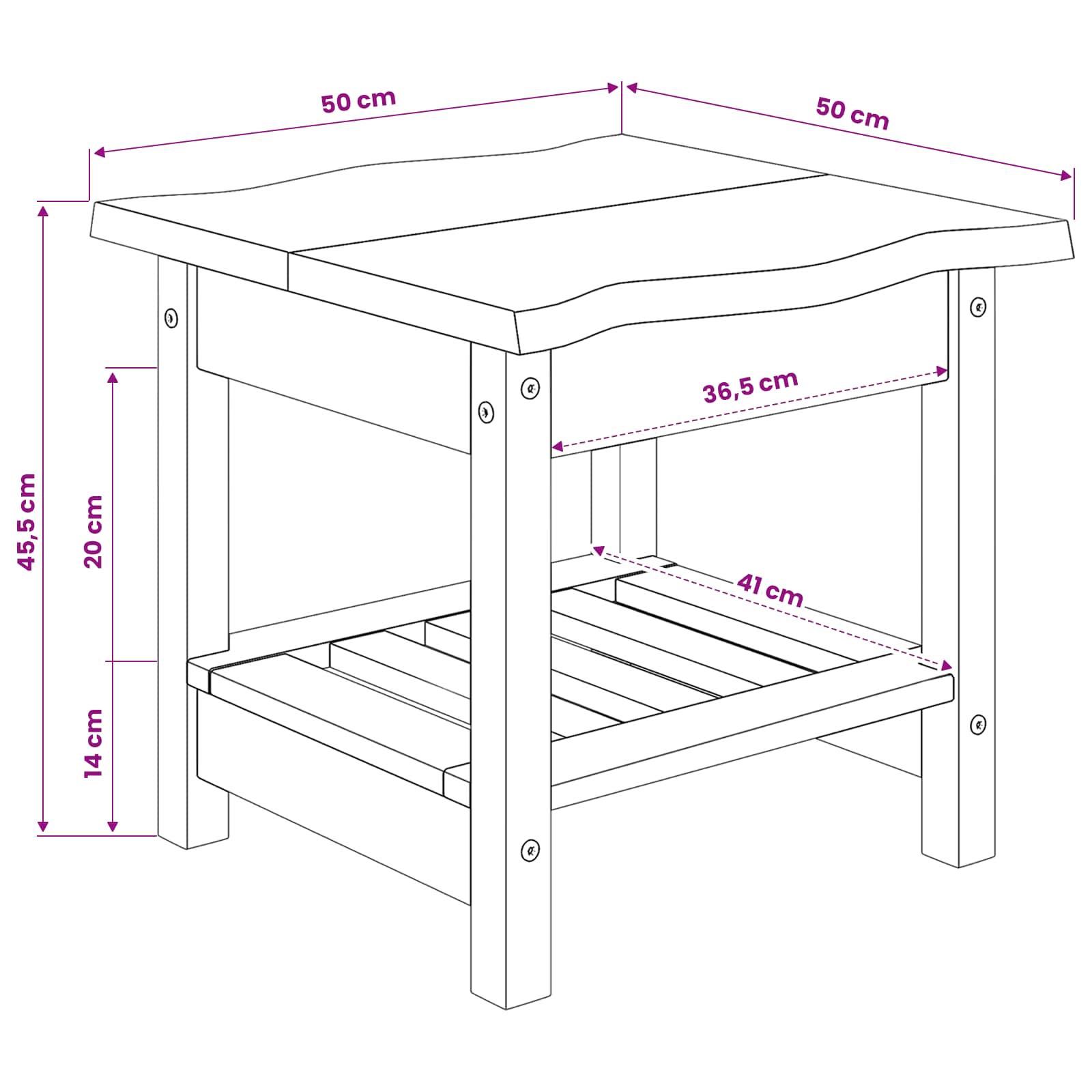 Tavolo laterale con lo scaffale EKAI Nero 50 x 50 x 45,5 cm | homemem39