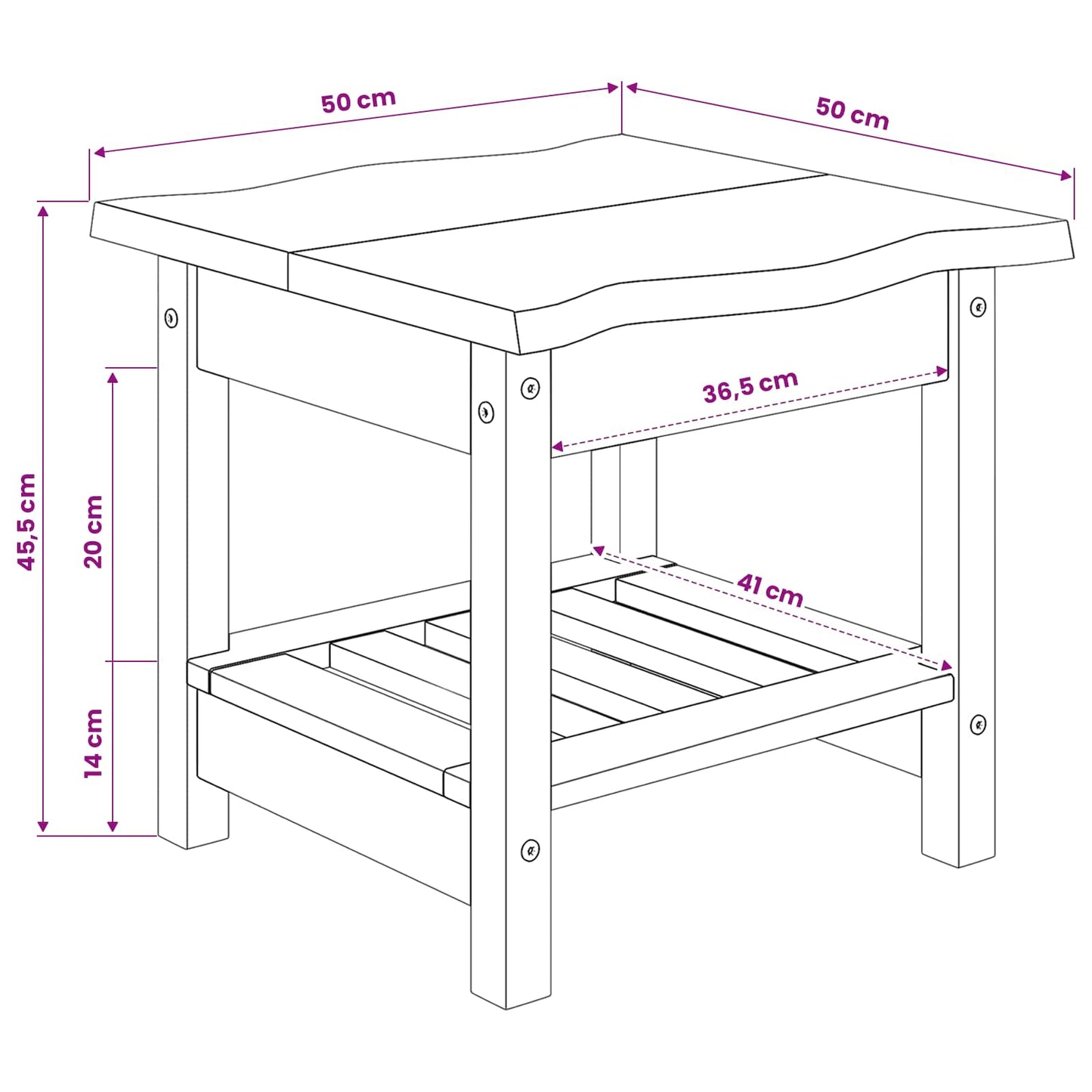Tavolo laterale con lo scaffale EKAI Bianco 50 x 50 x 45,5 cm | homemem39