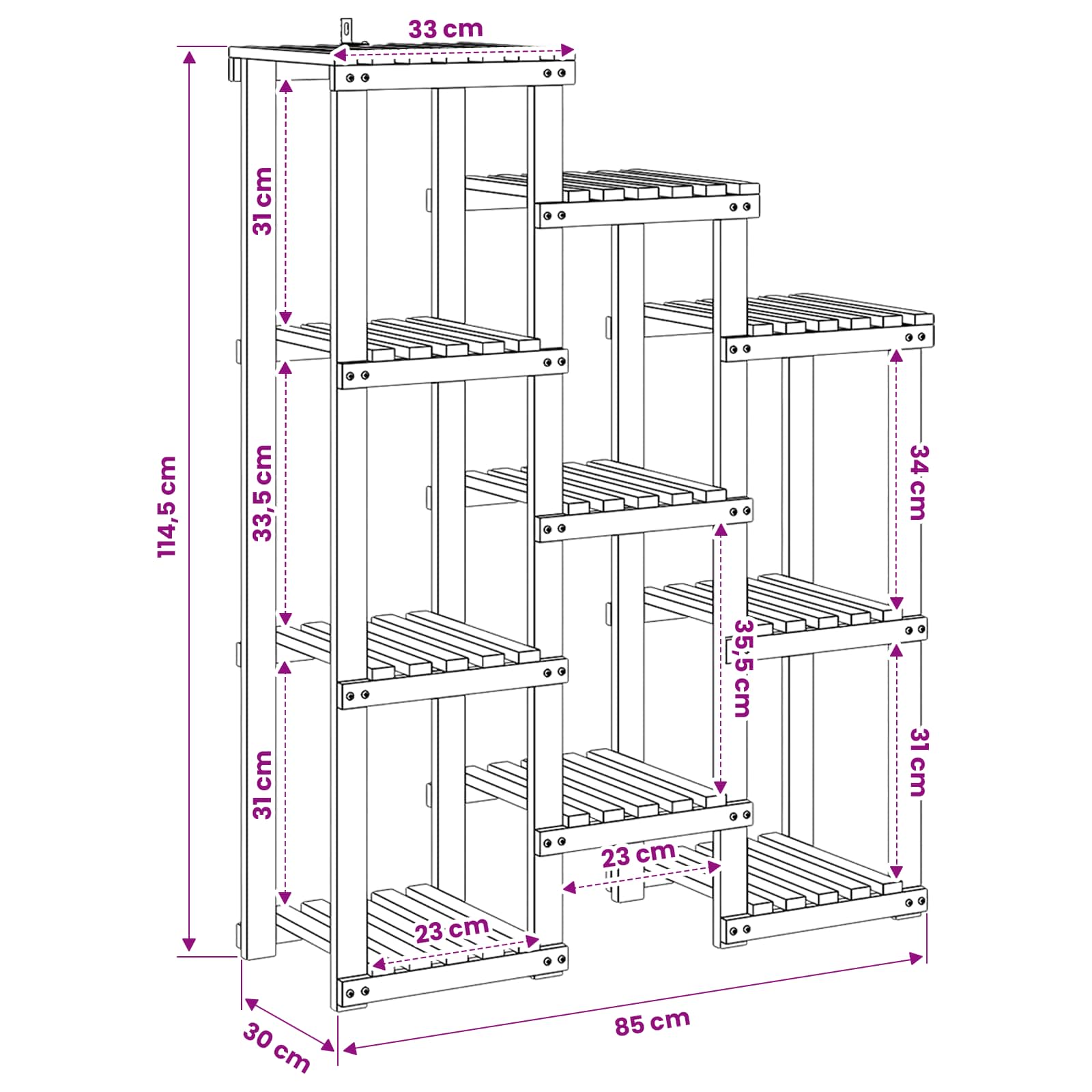 Supporto per piante Naturale 85 x 30 x 114,5 cm | homemem39