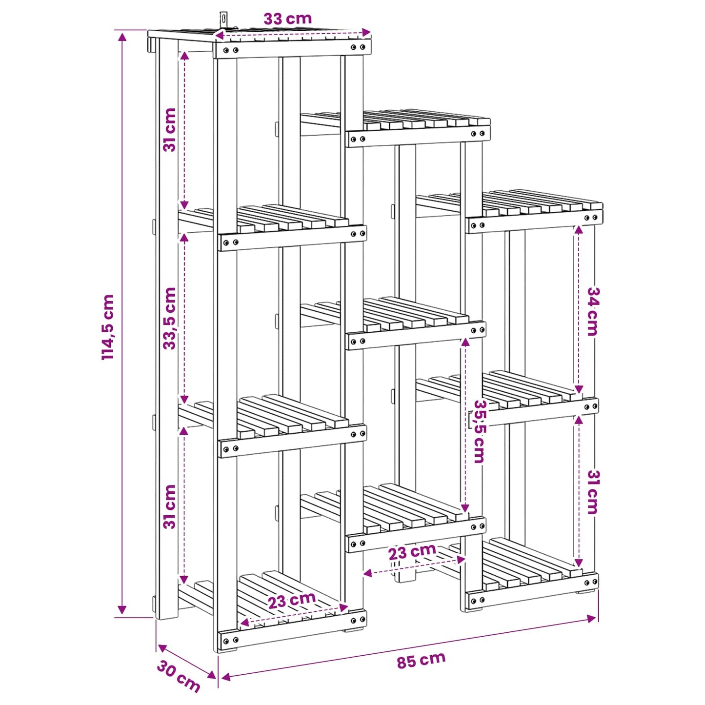 Supporto per piante Bianco 85 x 30 x 114,5 cm | homemem39
