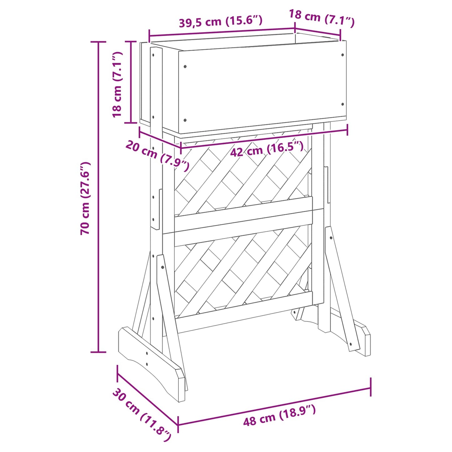 Trellis da Giardino Verticale Grigio 48 x 30 x 70,5 cm | homemem39