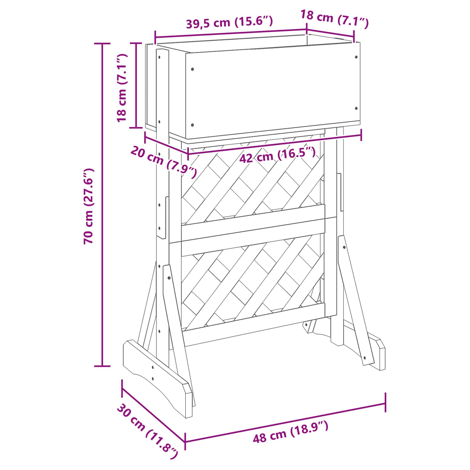 Trellis da Giardino Verticale Grigio 48 x 30 x 70,5 cm | homemem39