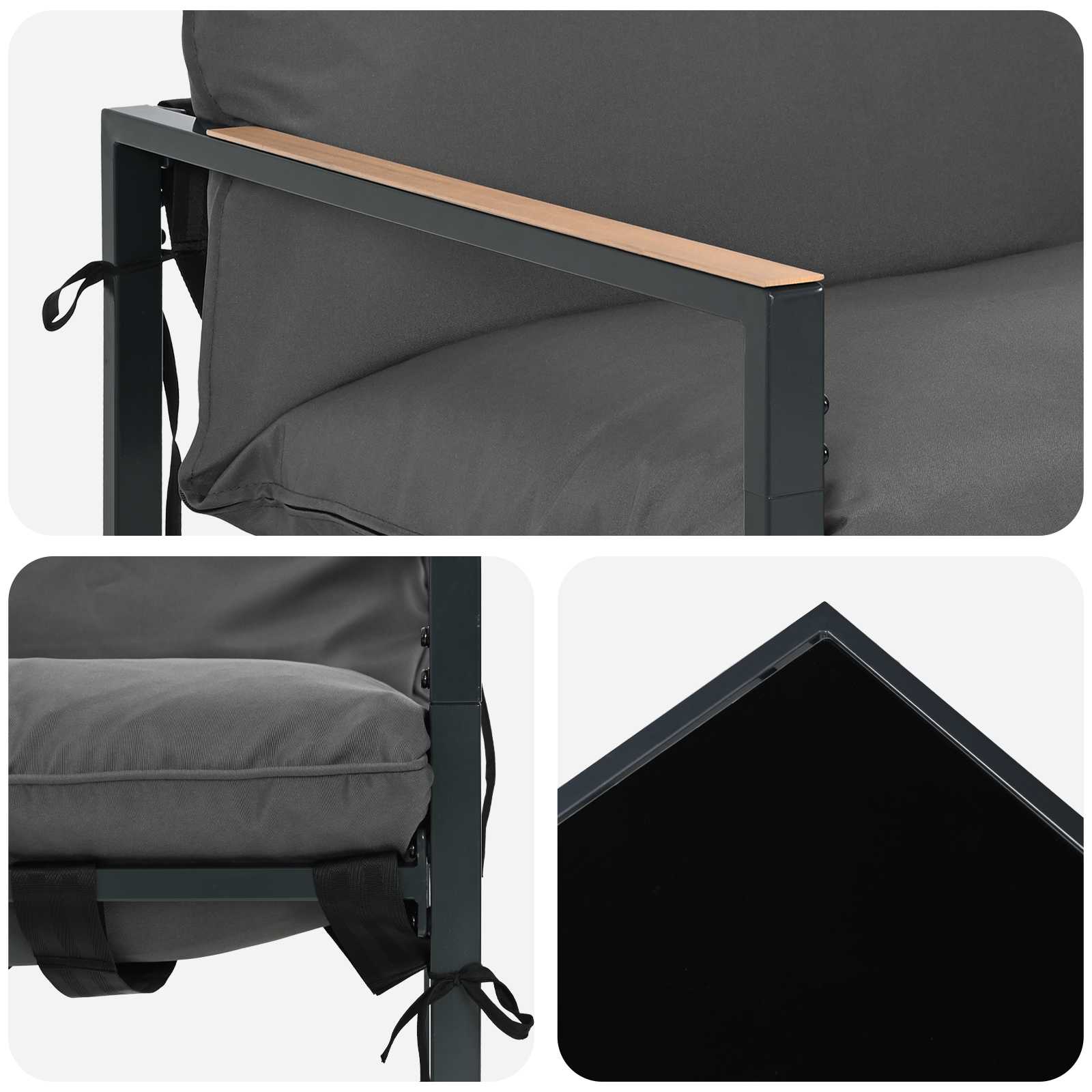 Set Divano da Giardino 4 pcs Nero e antracite Acciaio | homemem39